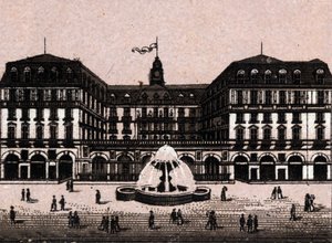 Hotel Frankfurter hof we Frankfurcie Niemcy (Frankfurt, Niemcy) w „” Świat przedstawia 168 widoków”” Niedatowany (koniec XIX wieku) autorstwa Unknown artist