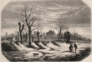 Dom George Sand (1804-1876) (Aurore Dupin), baronowa Dudevant do Nohant Vic (Nohant-Vic) w Indre (36). Grawer w „Le Monde illustrious” z 1857 r. Ze zbiorów prywatnych. autorstwa Unknown artist