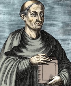 Hugues de Saint Victor. Francuski teolog i filozof. XII wiek. Rycina z XVII wieku. autorstwa Unknown artist