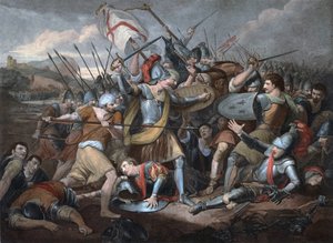 Wojna stuletnia: „”Bitwa pod Agincourt w dniu 25.10.1415”” – Grawerowanie autorstwa Unknown artist