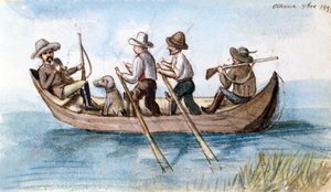 Łowcy w marakasach. Rysunek autorstwa Unknown artist