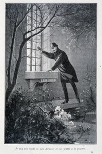 Poszedłem wczoraj wieczorem i podrapałem okno, ilustrację w „The Premiers Exploits of Sherlock Holmes” Conana Doyle