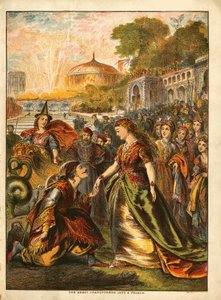 Ilustracja z filmu "Piękna i Bestia", ok. 1880 r. autorstwa Unknown Artist