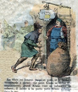 Ilustracja z końca XIX wieku do bajki Hansa Christiana Andersena (1805-1875) „Wielki Mikołaj i Mikołaj” (Klaus).Zbiory prywatne. autorstwa Unknown artist
