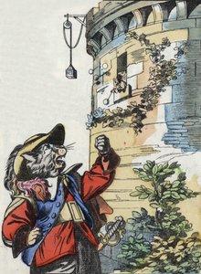 Ilustracja do bajki „Straszny Raminagrobis i myszy”””””””””””””””””””””””””””””””””””””””””””””””””””. W „Opowieściach z domu dla najmłodszych””. Anonimowy rycina z XIX wieku. autorstwa Unknown artist