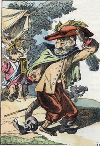 Ilustracja do bajki „Straszny Raminagrobis i myszy”””””””””””””””””””””””””””””””””””””””””””””””””””. W „Opowieściach z domu dla najmłodszych””. Anonimowy rycina z XIX wieku. autorstwa Unknown artist