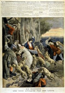 Na Węgrzech: wesele zaatakowane przez wilki – w „Le Petit Journal” z 23.12.1894 r. autorstwa Unknown artist