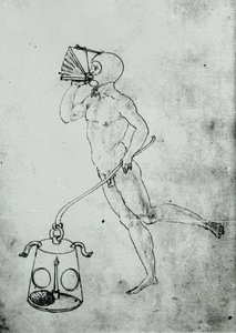 W tomie Francesco di Giorgio pojawia się ten rysunek przedstawiający miech do oddychania pod wodą autorstwa Unknown artist