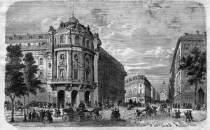 Inauguracja nowego Theatre du Vaudeville w Paryżu, na rogu Boulevard des Capucines i Chaussee d