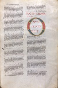 Incipit Habakuka Propha. Incipit Księgi Proroka Habakuka, XI wiek (miniatura, rękopis błoniasty) autorstwa Unknown artist