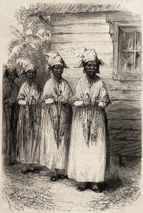 Rdzenni mieszkańcy Gujany na katolickiej procesji Fete Dieu. Rycina ilustrująca podróż w Gujanie Francuskiej w latach 1862-1863 autorstwa Frederica Bouyera, kapitana fregaty, w „Le tour du monde, nouveau journal des voyages”, wydanej pod reż. autorstwa Unknown artist