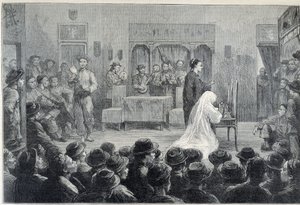 Wewnątrz chińskiego teatru w Kalifornii, pod koniec XIX wieku. autorstwa Unknown artist