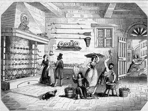Wewnątrz fabryki węgorzy morskich w Comacchio we Włoszech. autorstwa Unknown artist
