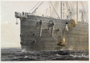Instalacja kabla podmorskiego w 1858 r. (boja punktowa) - w telegrafie W.H. Russela „The Atlantic telegraph”, ok. 1860 r. autorstwa Unknown artist