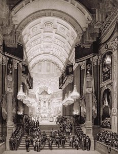 Wnętrze kościoła Inwalidów podczas ceremonii religijnej 15.12.1840. (Przeniesienie prochów Napoleona I do Inwalidów) autorstwa Unknown artist