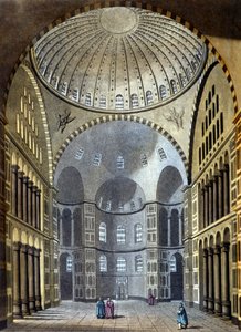 Wnętrze meczetu Hagia Sophia w Konstantynopolu - w „Starym i współczesnym stroju” Ferrario, wyd. Mediolan autorstwa Unknown artist