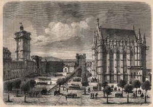 Widok wnętrza zamku Vincennes w XIX wieku - rycina z 1875 autorstwa Unknown artist