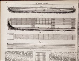Międzynarodowy projekt mostu nad kanałem między Calais i Dover - w „The Illustrous World” z 16.11.1867 autorstwa Unknown artist