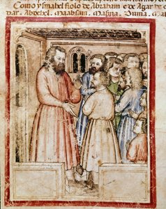 Jakub i jego dwunastu dzieci Miniatura z kodeksu 212 (lub Kodeks Padovano lub Biblia z Padwy) 1390-1400 Rovigo, Accademia dei Concordi autorstwa Unknown artist