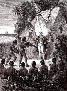James Cook z tubylcami z Island Sandwich autorstwa Unknown artist