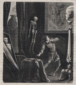 John Chatel (Chastel) (1575-1594) zamknięty przez jezuitów w izbie medytacji - przed zamachem na króla Francji Henryka IV w dniu 27 grudnia 1594. Rycina z 1879 r. w „Histoire des societes secretes, politiques et religieuses” za pomocą autorstwa Unknown artist