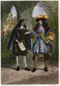 Jan Chrzciciel (Jean-Baptiste) Colbert (1619-1683) z Ludwikiem XIV, królem Francji i Nawarry (1638-1715). Rycina XIX wieku. Prywatna kolekcja. autorstwa Unknown artist