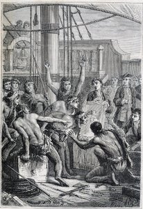 Podróż Samuela Wallisa (1728-1795) do Polinezji: autochtoniczne etony przy lustrze - ilustracja zaczerpnięta z „Wielkich Marynarzy XVIII wieku” autorstwa Unknown artist