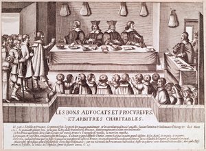 Sprawiedliwość za panowania Henryka IV: prawnicy i prokuratorzy (Grawerowanie autorstwa Unknown artist