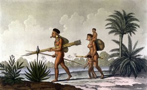Kerengnatnuck, wódz Botocudos i jego rodzina (Brazylia) - w „Starym i współczesnym stroju” Ferrario, wyd. Mediolan autorstwa Unknown artist