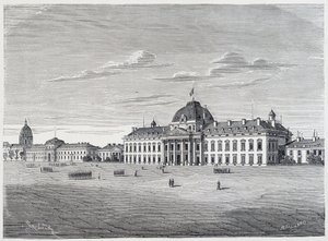 Wojskowa Szkoła Inwalidów widziana z Pola Marsowego - rycina, ok. 1830 autorstwa Unknown artist