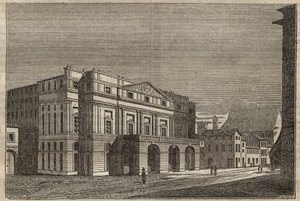 La Scala w Mediolanie - Widok na Teatr La Scala w Mediolanie, Włochy - (Teatro alla Scala Milan) - 1837 autorstwa Unknown artist