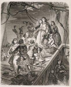 La galère de Saint Louis - w „Historia papieży, królów, królowych, cesarzy, na przestrzeni wieków” Maurice Lachatre 1857 autorstwa Unknown artist