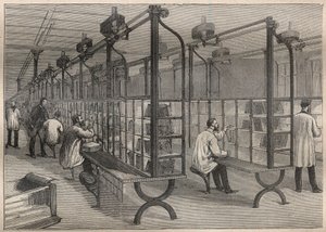 Poczta listowa: sortowanie kopert w Hotel des Posts w Paryżu - Grawerowanie w „La Science francaise”” autorstwa Unknown artist