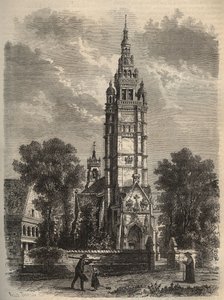 Sztuka ostrołukowa w schyłku - Notre-dame de Roscoff en bretagne - rycina XIX-wiecznego din autorstwa Unknown artist