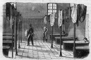 Azyl Sainte Anne (Sainte-Anne) w Paryżu: łazienka - Grawerowanie w „”Le Journal Illustrée”” autorstwa Unknown artist