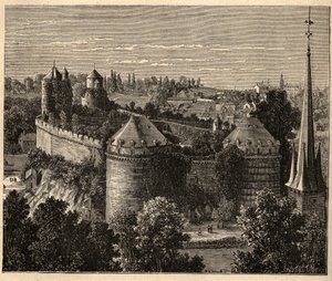 Le Chateau a Fougeres - Bretania - Francja - grawerowanie w „” PATRIE” - PECTUREQUIREQUE OPIS FRANCJI W 6 TOMACH WG LUCIENA HUARDA - koniec XIX wieku autorstwa Unknown artist