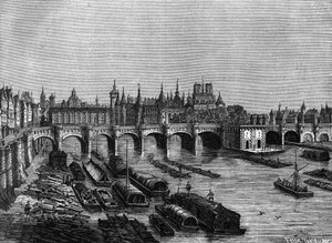 Pont Neuf w Paryżu za panowania Henryka III - w „Histoire de France” Henri Martina, sd. 19 wiek autorstwa Unknown artist