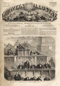 Ciało ustawodawcze - sesja 14 marca 1861 - Pierre Jules Baroche (1802-1870) w odpowiedzi na Jules Favre (1809-1880) - Illustrous Universe 1861 autorstwa Unknown artist