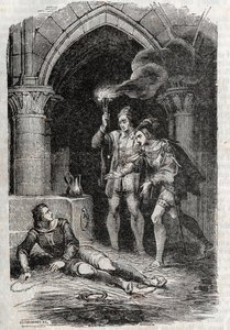 Leon (Leone) delivre Roger (Ruggero, Ruggiero) - rycina z 1851 r. z „”Roland furieux”” (Orlando furioso) (XVI w.) Ludovico Ariosto, znanego jako Ariosta – wydanie przetłumaczone z języka włoskiego przez hrabiego Tressan i opublikowane Gustave Harvar autorstwa Unknown artist