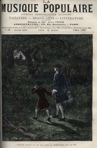 Leopold Mozart i jego syn Wolfgang Amadeus w Schwarzwaldzie - Leopold Mozart i jego syn Wolfgang Amadeus w Schwarzwaldzie w Niemczech - grawerowanie w "Muzyce popularnej""" - 1882 autorstwa Unknown artist