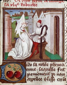 Miłość Didon, założyciela Kartaginy i Enee Miniature zaczerpnięta z „Księgi światła i szlachetnych kobiet” Giovanniego Boccaccio, wypowiedziana przez Jeana Boccace