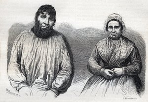 Les epoux Dumollard (Martin Dumollard (1810-1862) i jego wspólniczka Marie Anne (Marie-Anne) Martinet (1814-1875) Rycina XIX wieku autorstwa Unknown artist
