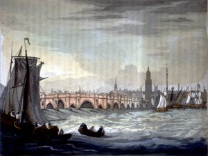 London Bridge i Katedra w Southwark, Anglia. autorstwa Unknown artist