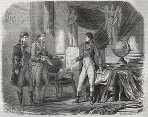 Lord Cornwallis (1738-1805) negocjuje traktat w Amiens (1802) z Napoleonem Bonaparte (1769-1821) – pokój w Amiens, Francja – traktat podpisany w marcu 1802 r., który zakończył wojny o niepodległość autorstwa Unknown artist