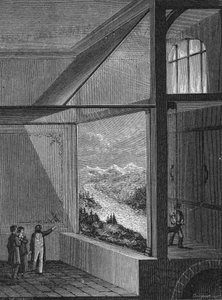 Louis Daguerre wykonał pokaz dioramy i sposobu zmiany malarstwa autorstwa Unknown artist