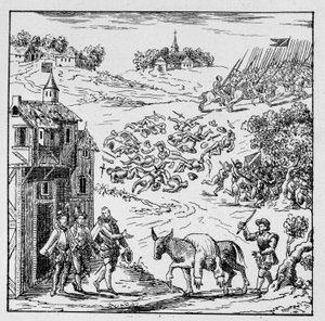 Ludwik I Burbon, książę Conde (Bourbon-Conde) (1530-1569) zginął w bitwie, a jego ciało, założone na anessę, zostało sprowadzone do Jarnac, wystawione na widok całej armii, a następnie sprzedane księciu Longueville, jego szwagra, który miał go Carr autorstwa Unknown artist