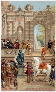 Ludwik XIII na dworze, w wieku 13 lat - w „”XVII w. – Instytucje: zwyczaje i kostiumy, Francja 1590-1700”” Paul Lacroix autorstwa Unknown artist