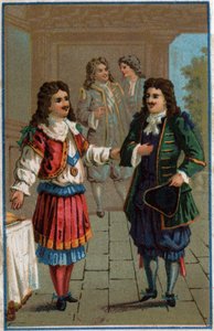 Ludwik XIV i Moliere”: Król Ludwik XIV (1638-1715) i Jan Chrzciciel Poquelin dit Moliere (1622-1673) autorstwa Unknown artist