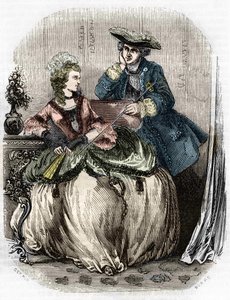 Ludwik XV i Madame de Pompadour, Jeanne Antoinette Poisson (1721-1764) (markiza de Pompadour) - w Historii Francji L.-P. Anquetil autorstwa Unknown artist