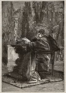 Lucrece Borgia (1480-1519) Umierająca ręka Leona X (Leone 10) (1475-1521) - grawer z „Lucrezia Borgia”” Oscara Pio - 1883 autorstwa Unknown artist